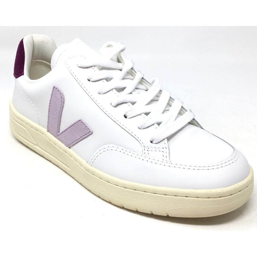 Veja V-12 Leather Women's Size 8 Extra White Parma Magenta Trainers Sneakers
